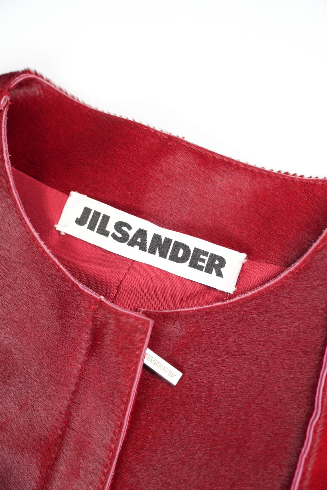 Jil Sander Red Pony Hair Trench Coat