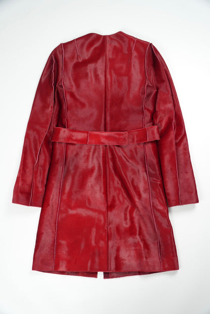 Jil Sander Red Pony Hair Trench Coat