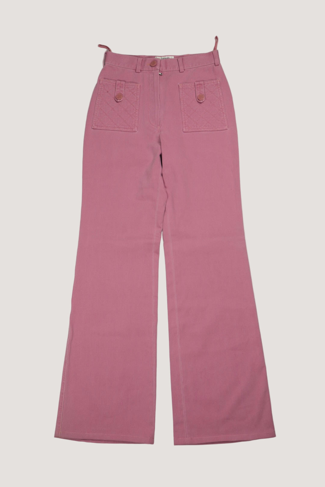Chanel 2004 Pink Flare Jeans with Quilted Front Pockets