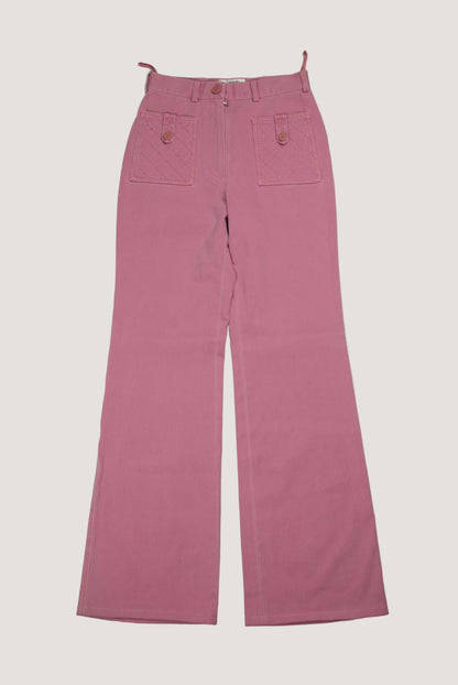 Chanel 2004 Pink Flare Jeans with Quilted Front Pockets