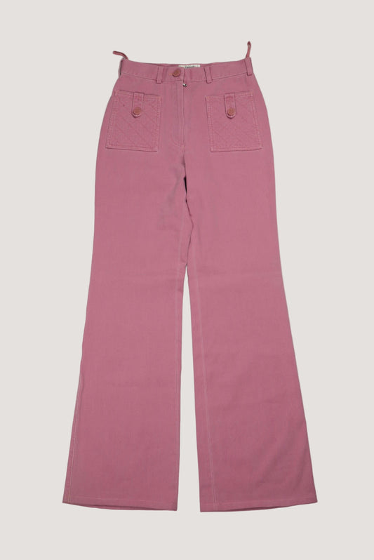 Chanel 2004 Pink Flare Jeans with Quilted Front Pockets