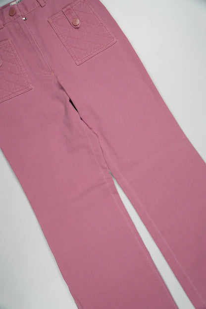 Chanel 2004 Pink Flare Jeans with Quilted Front Pockets
