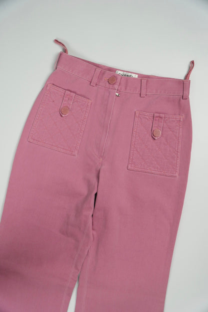 Chanel 2004 Pink Flare Jeans with Quilted Front Pockets