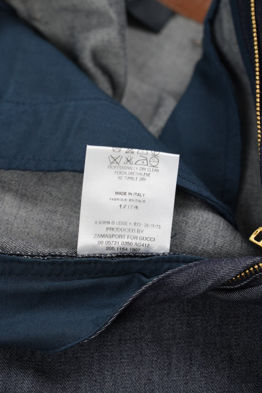 Gucci Denim Lamb Leather Tight Knee-Length Skirt