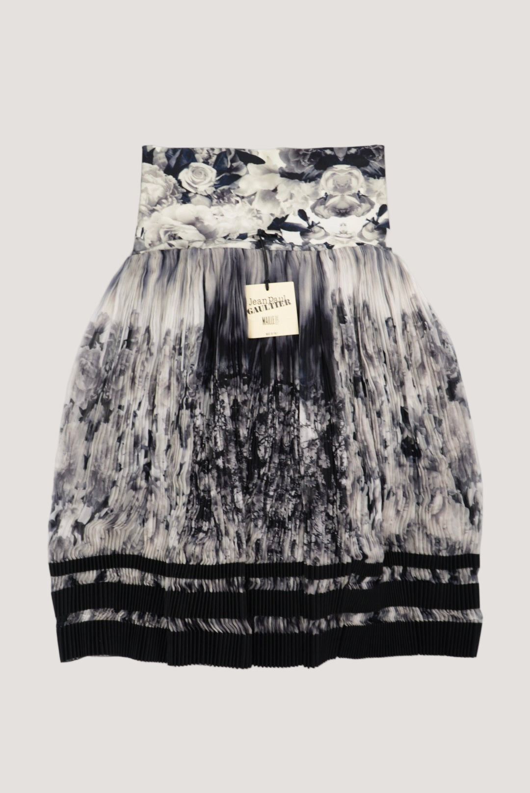 Jean Paul Gaultier Maille Femme Balck & White Pleated Skirt