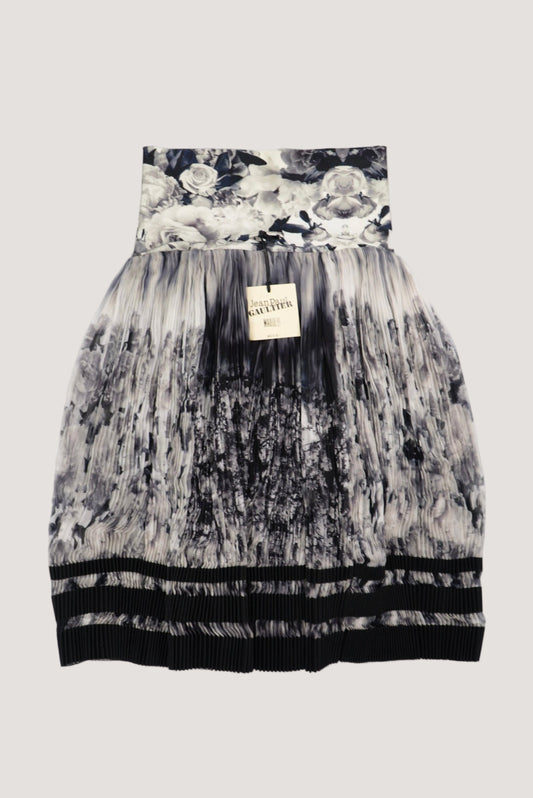 Jean Paul Gaultier Maille Femme Balck & White Pleated Skirt