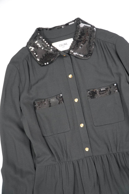 Celine Mini Workwear Dress in Viscose Sablé