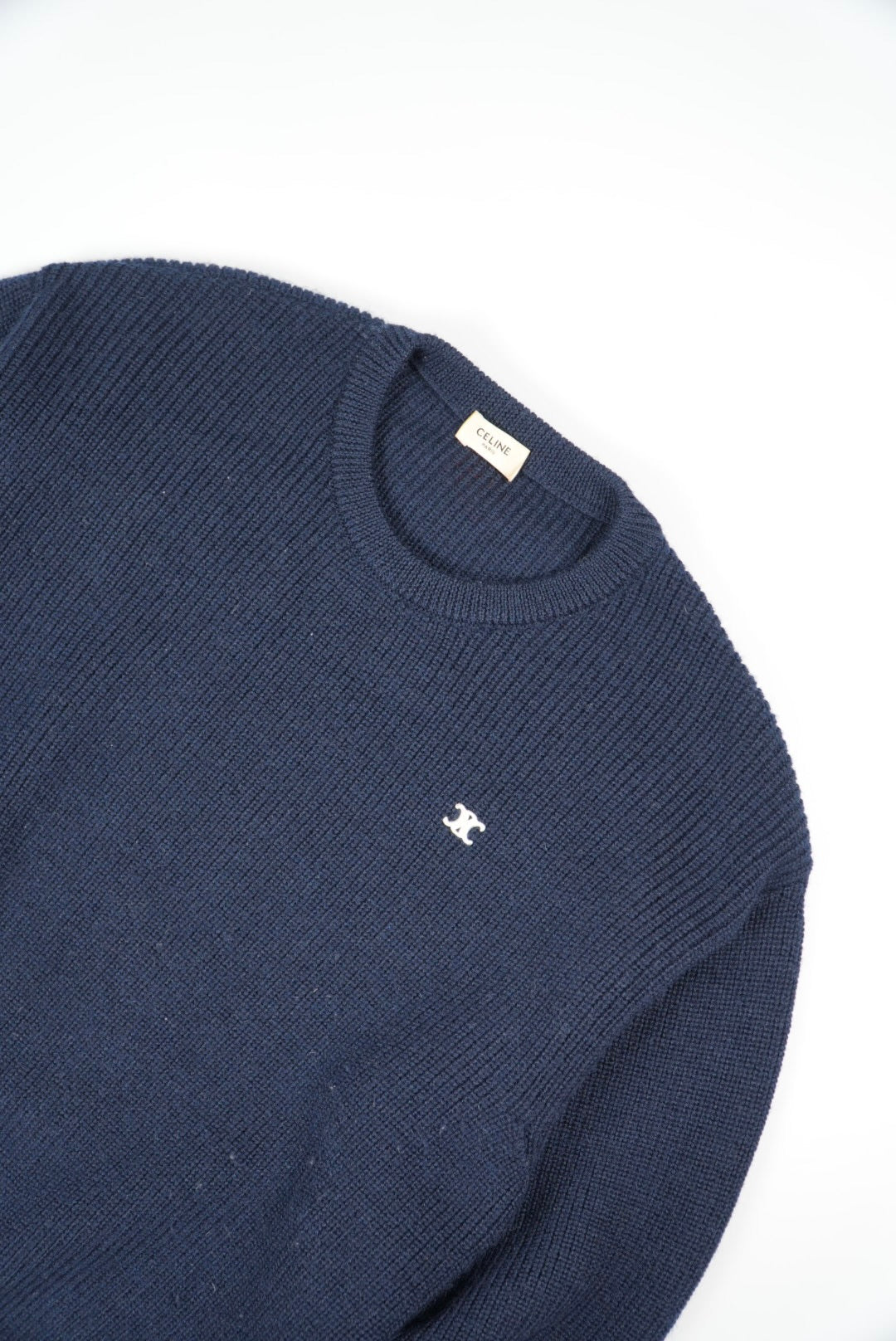 Celine by Hedi Slimane Navy Blue Crew Neck Sweater