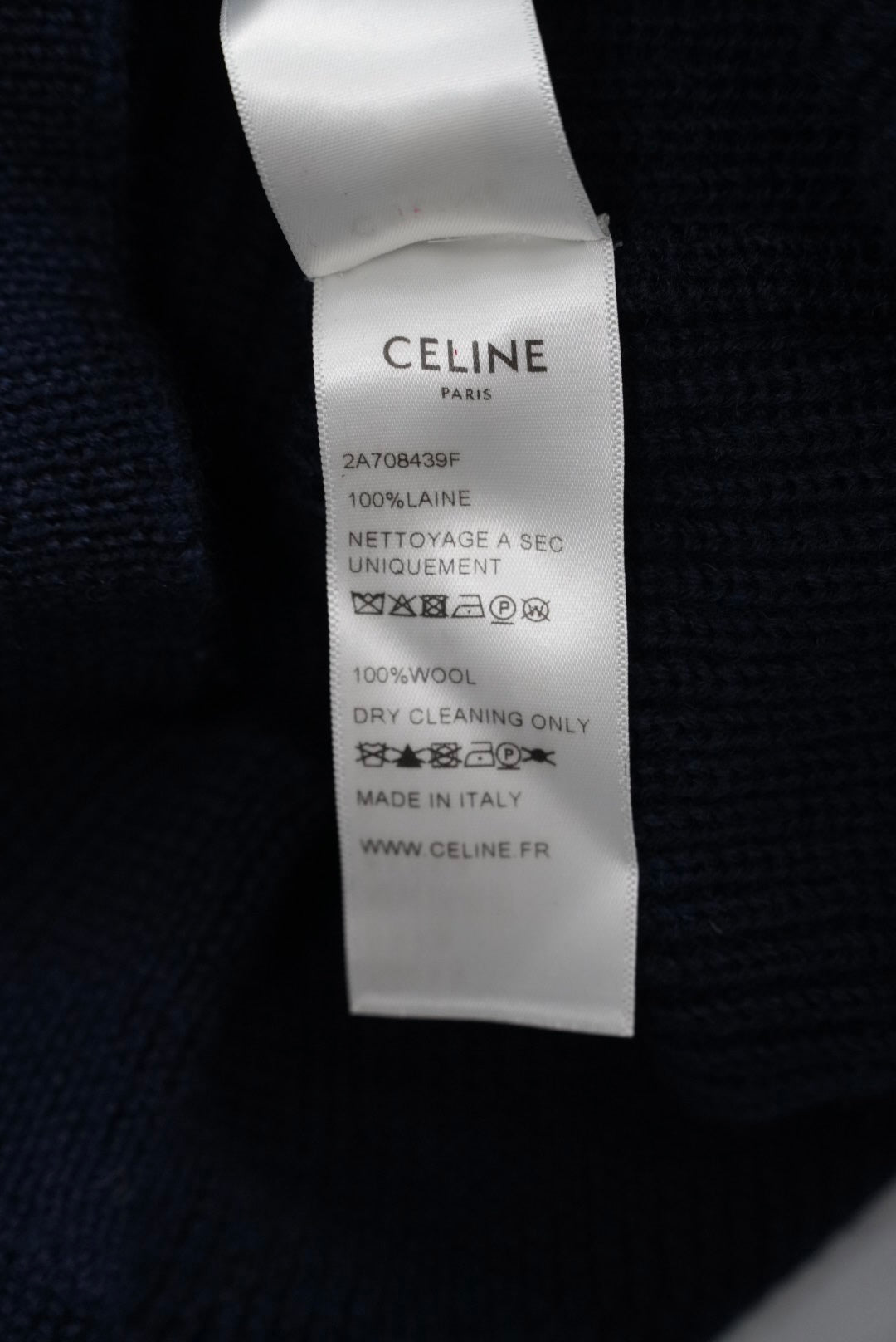 Celine by Hedi Slimane Navy Blue Crew Neck Sweater