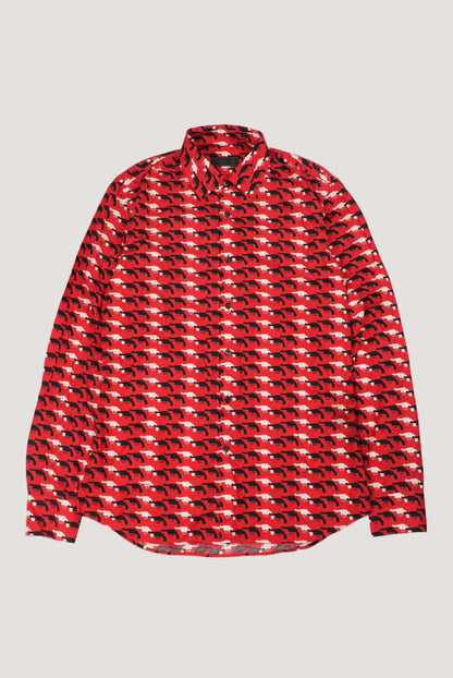 Prada 2012 Gun Print Red Shirt