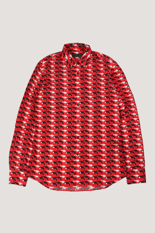 Prada 2012 Gun Print Red Shirt