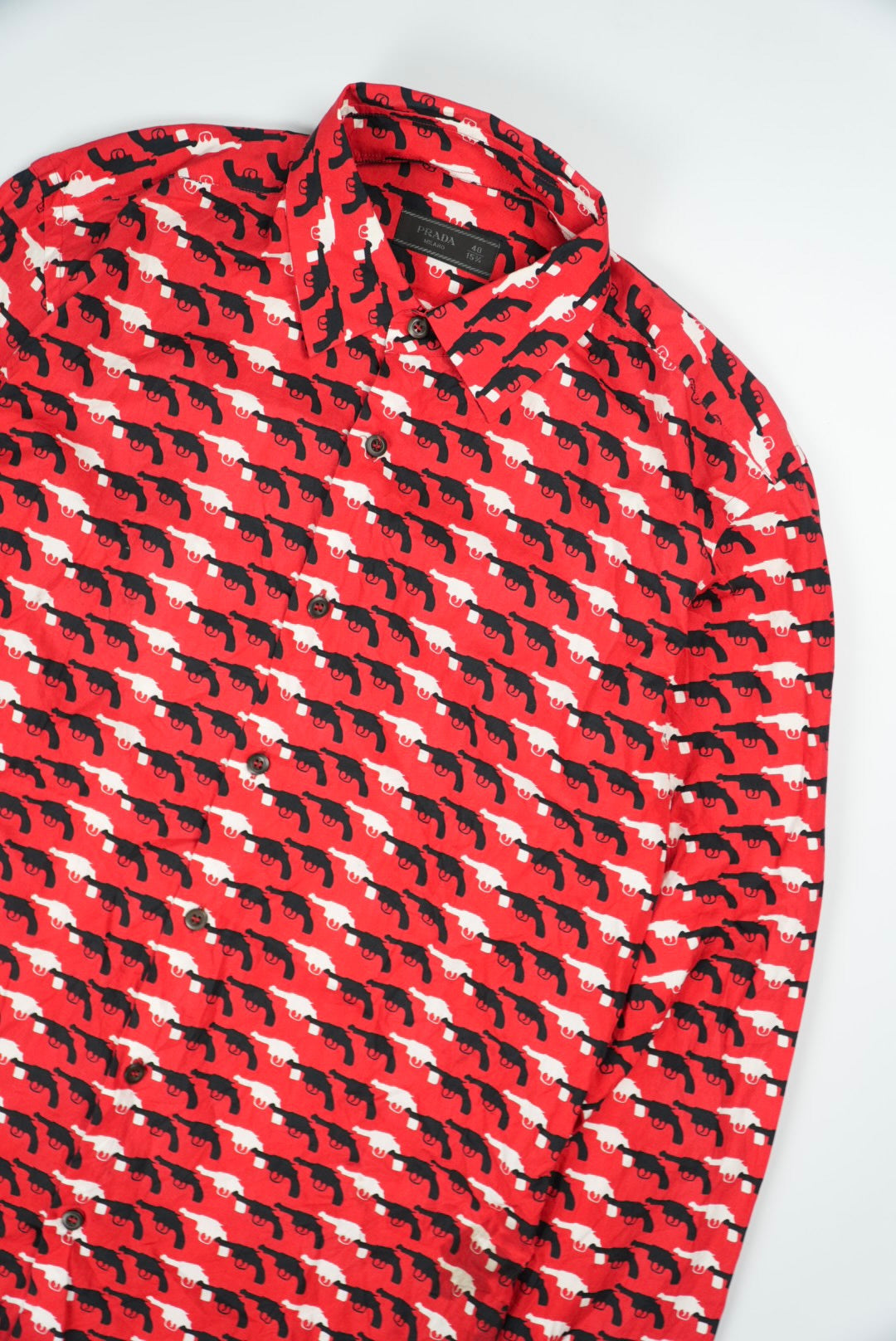 Prada 2012 Gun Print Red Shirt
