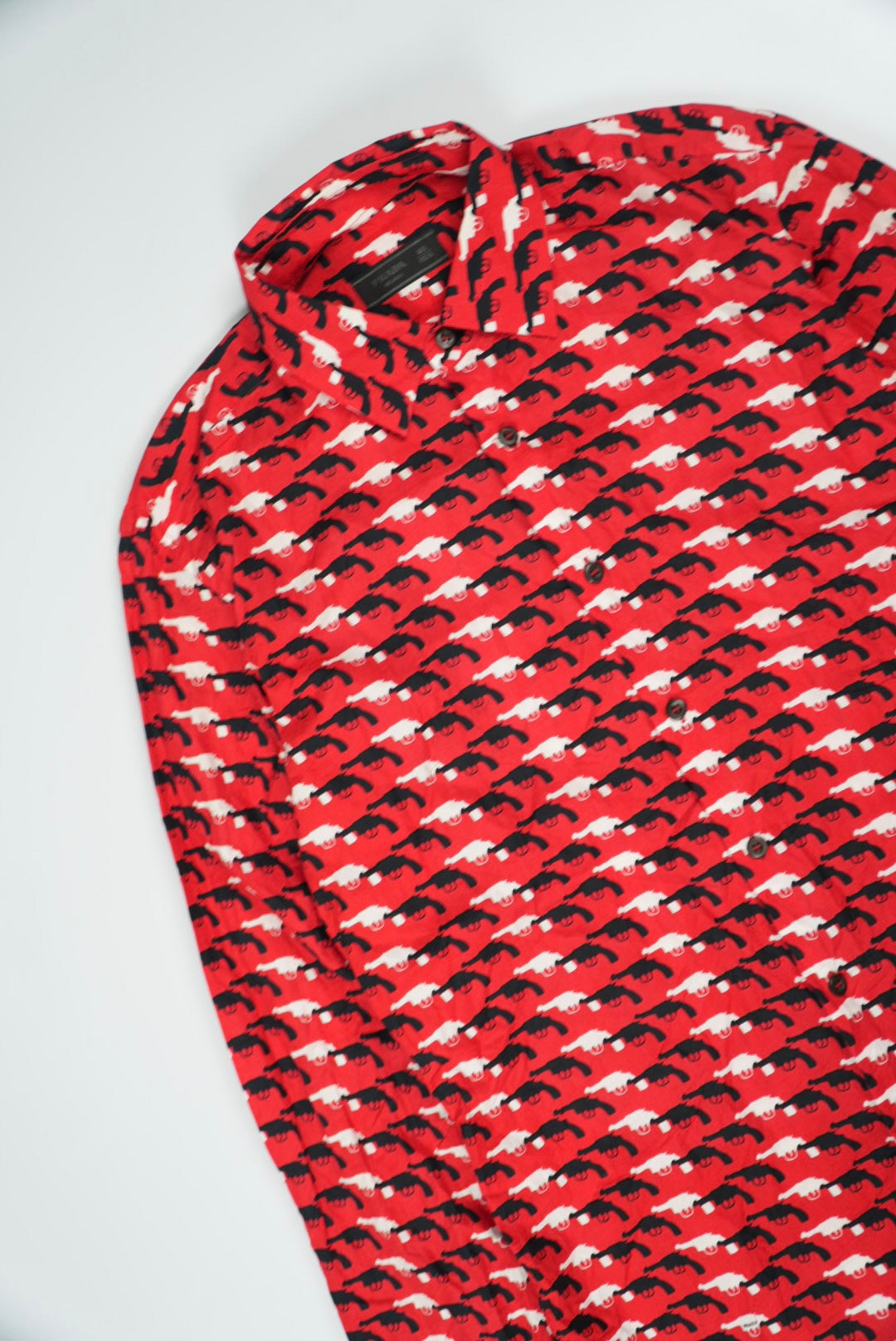Prada 2012 Gun Print Red Shirt
