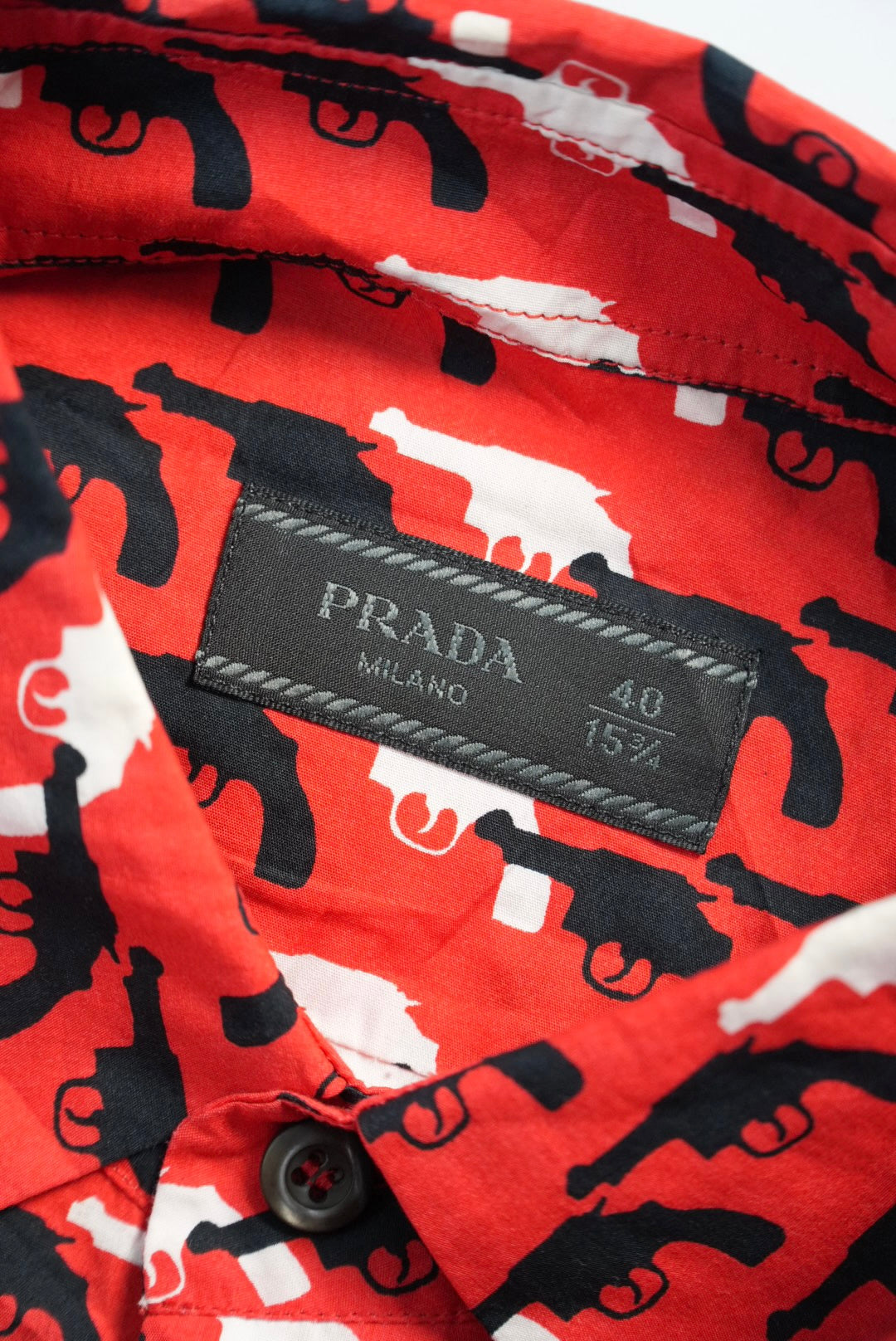 Prada 2012 Gun Print Red Shirt