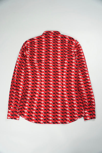 Prada 2012 Gun Print Red Shirt