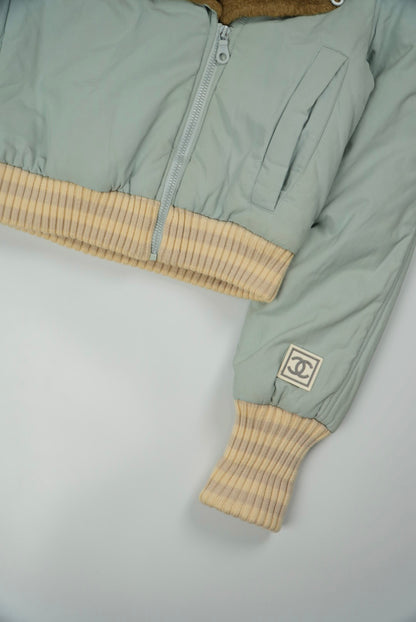 Chanel Sports Fall 2001 Blue CC Fur Bomber Jacket