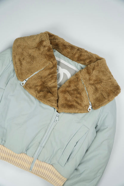 Chanel Sports Fall 2001 Blue CC Fur Bomber Jacket