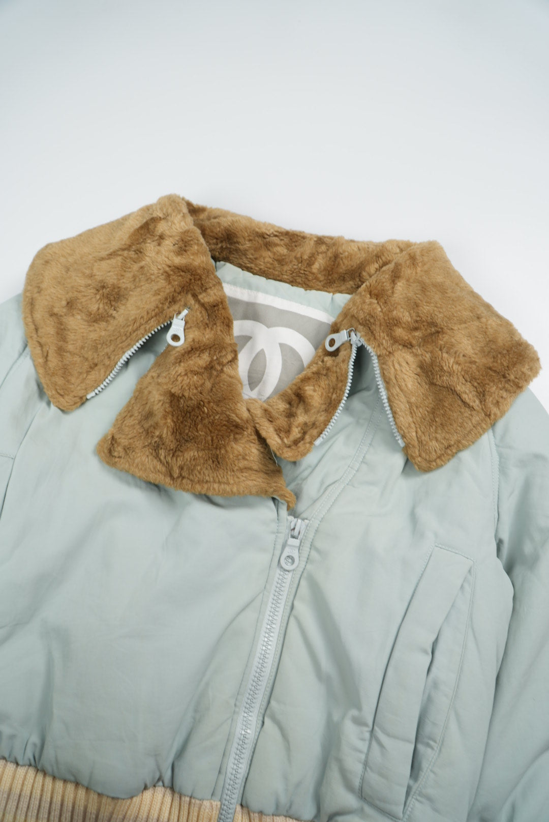 Chanel Sports Fall 2001 Blue CC Fur Bomber Jacket