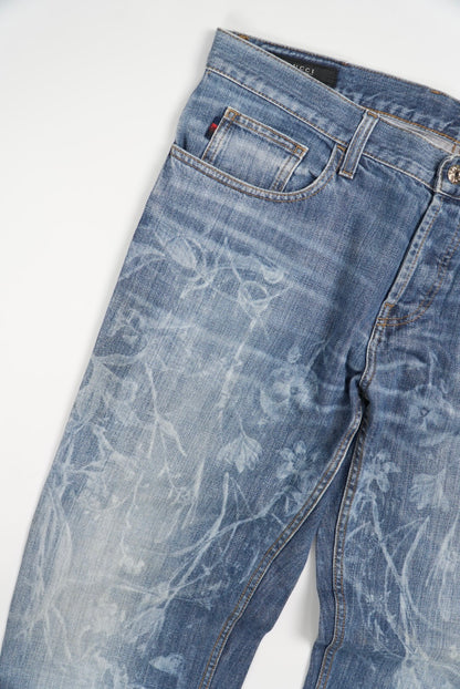 Gucci Floral Print Denim Pants