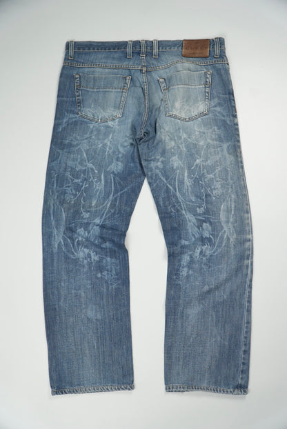 Gucci Floral Print Denim Pants