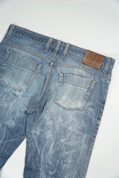 Gucci Floral Print Denim Pants