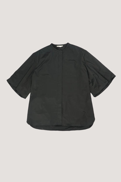 The Row Collarless Black Short Sleeve Polo
