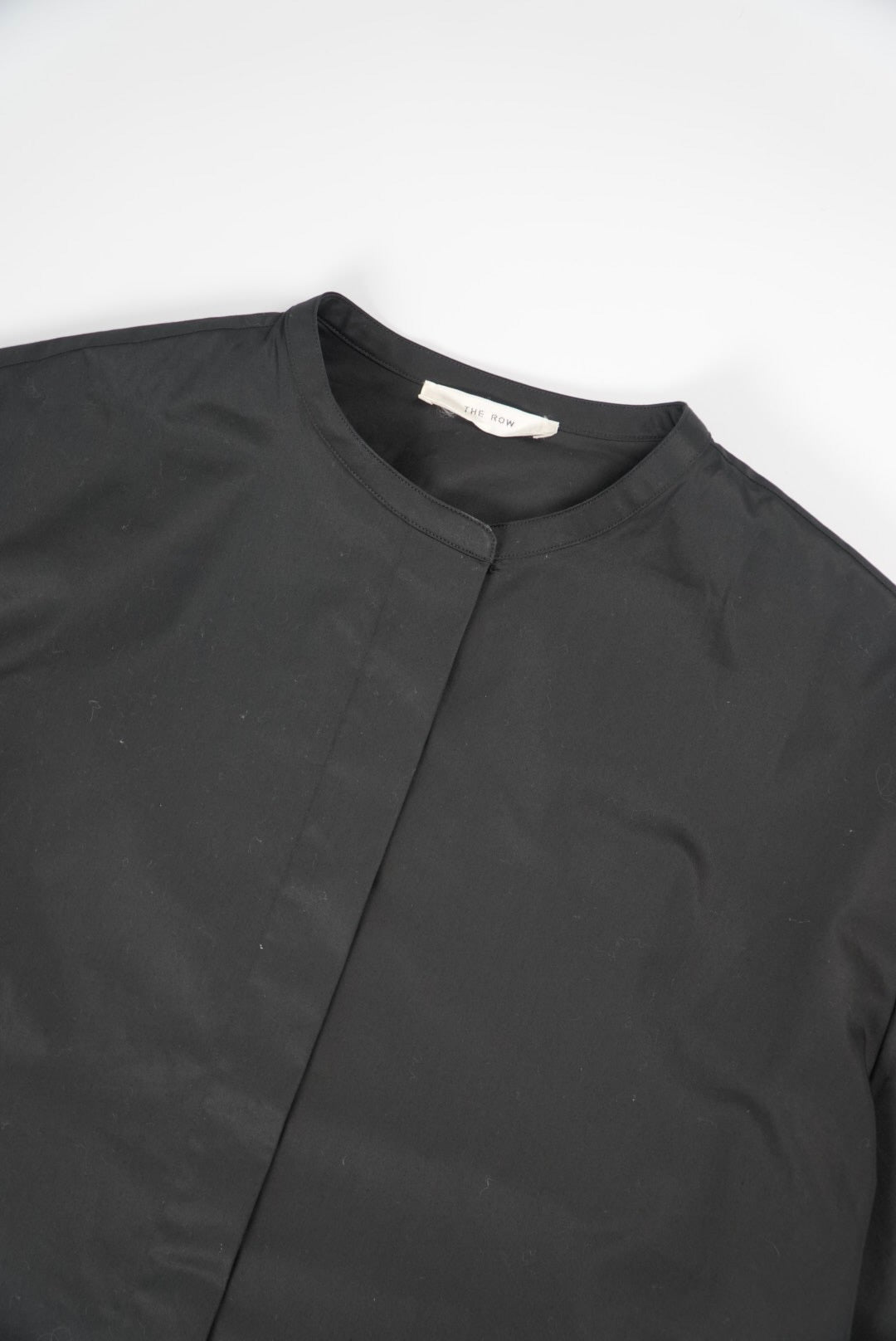 The Row Collarless Black Short Sleeve Polo
