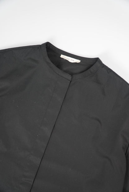 The Row Collarless Black Short Sleeve Polo