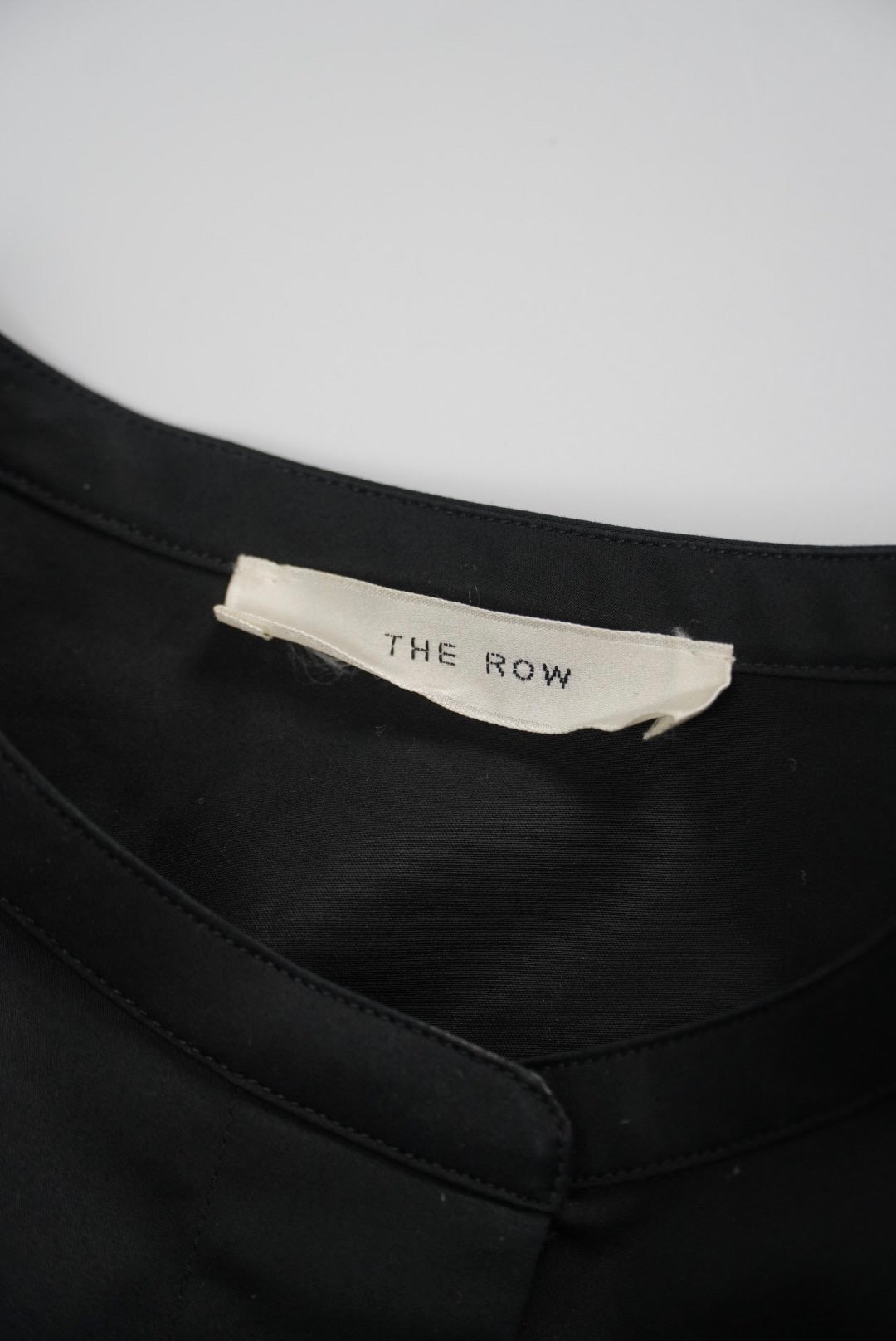 The Row Collarless Black Short Sleeve Polo