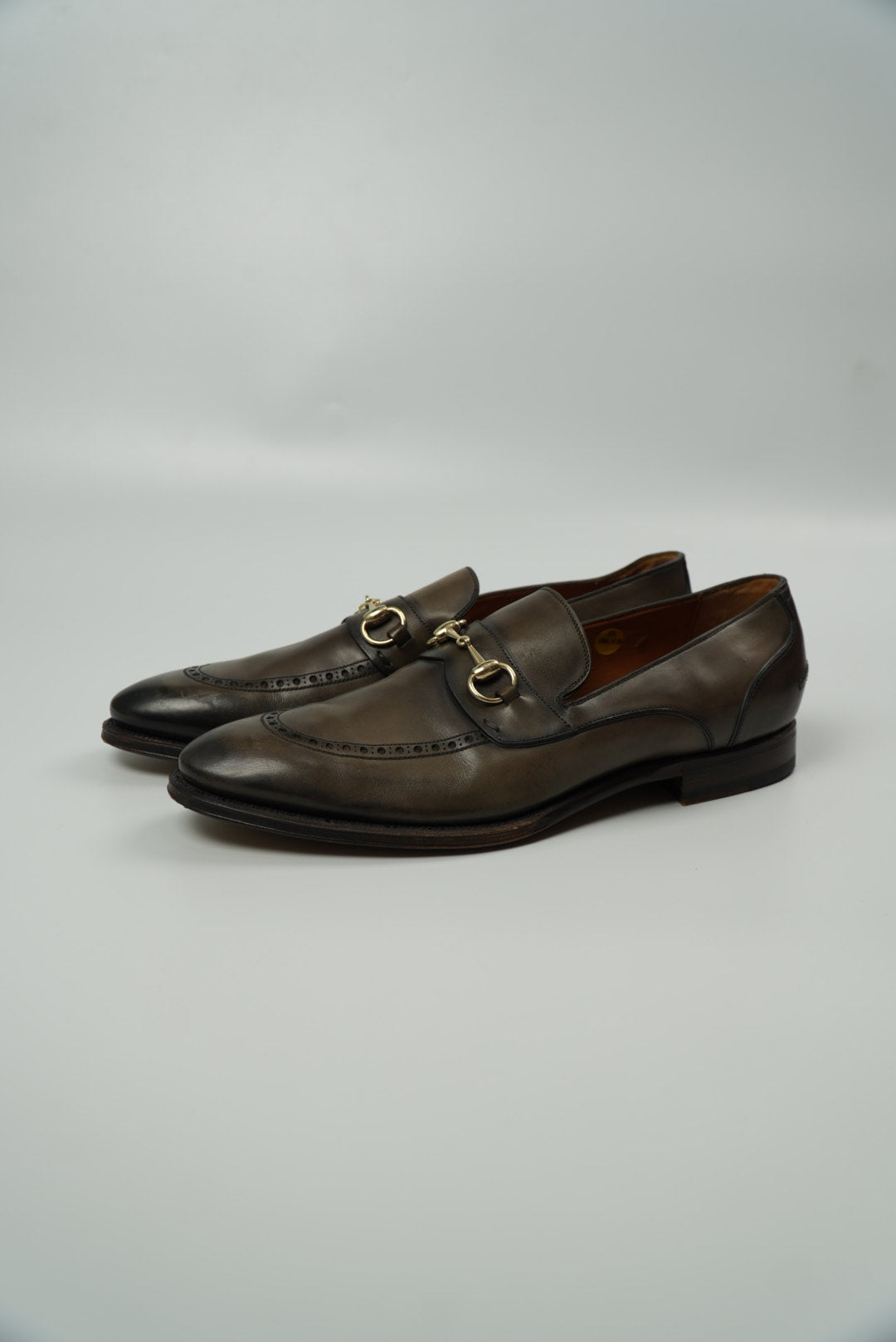 Gucci Brown Leather Horsebit Slip On Loafers
