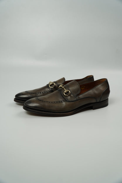 Gucci Brown Leather Horsebit Slip On Loafers