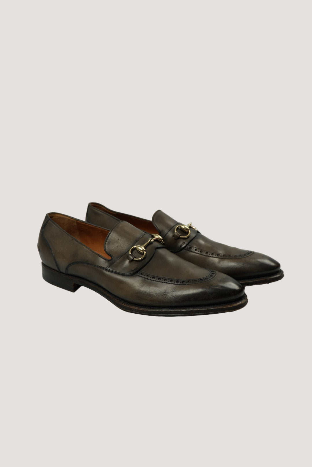 Gucci Brown Leather Horsebit Slip On Loafers