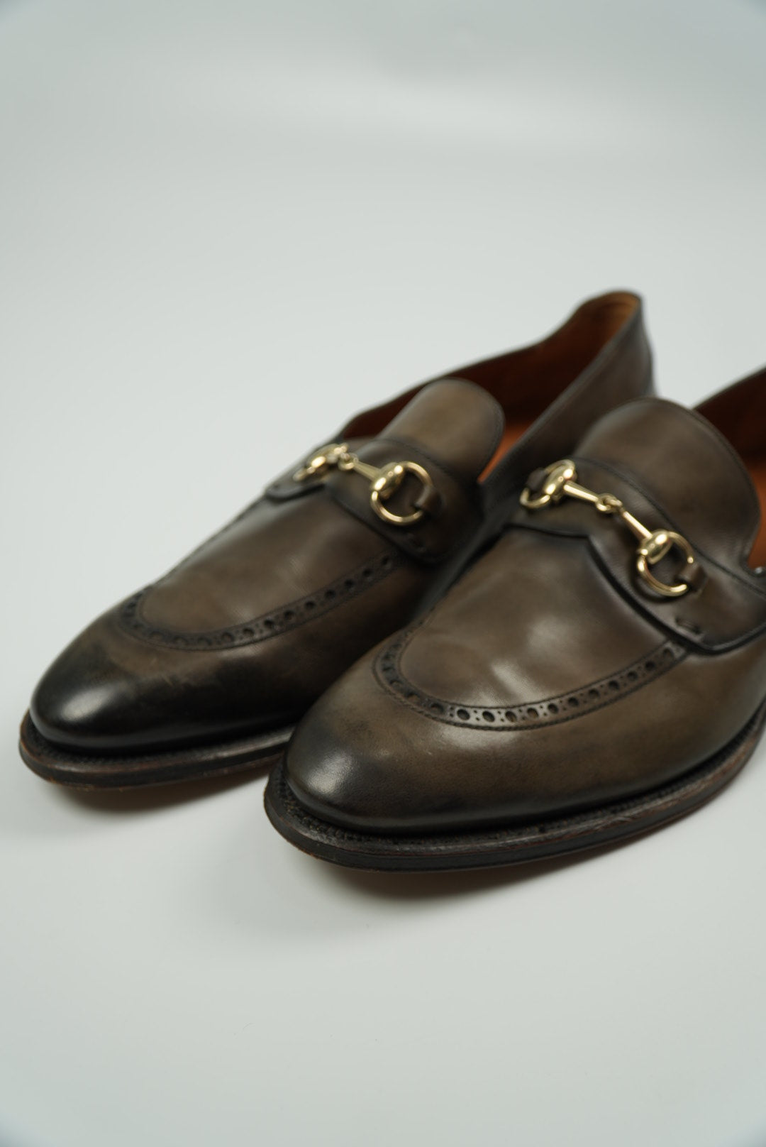 Gucci Brown Leather Horsebit Slip On Loafers