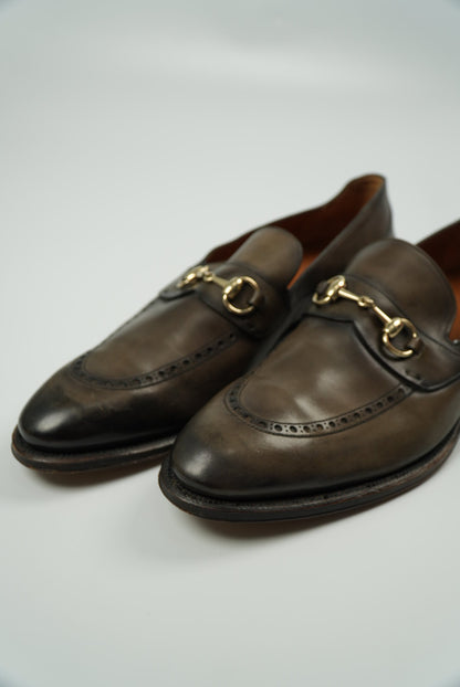 Gucci Brown Leather Horsebit Slip On Loafers