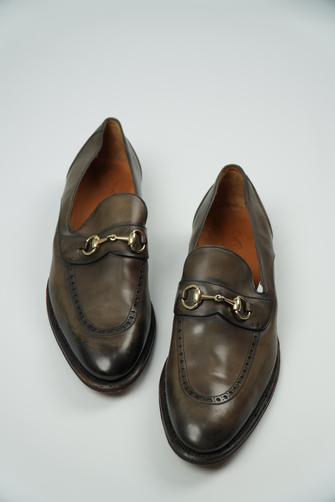 Gucci Brown Leather Horsebit Slip On Loafers