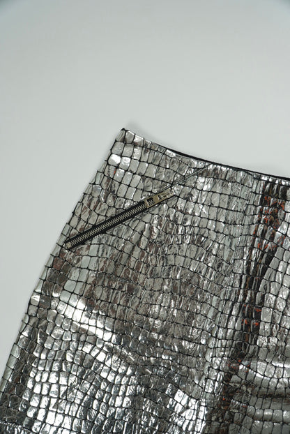 Loewe Silver Croc Skirt