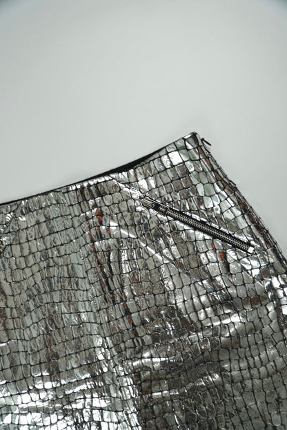 Loewe Silver Croc Skirt