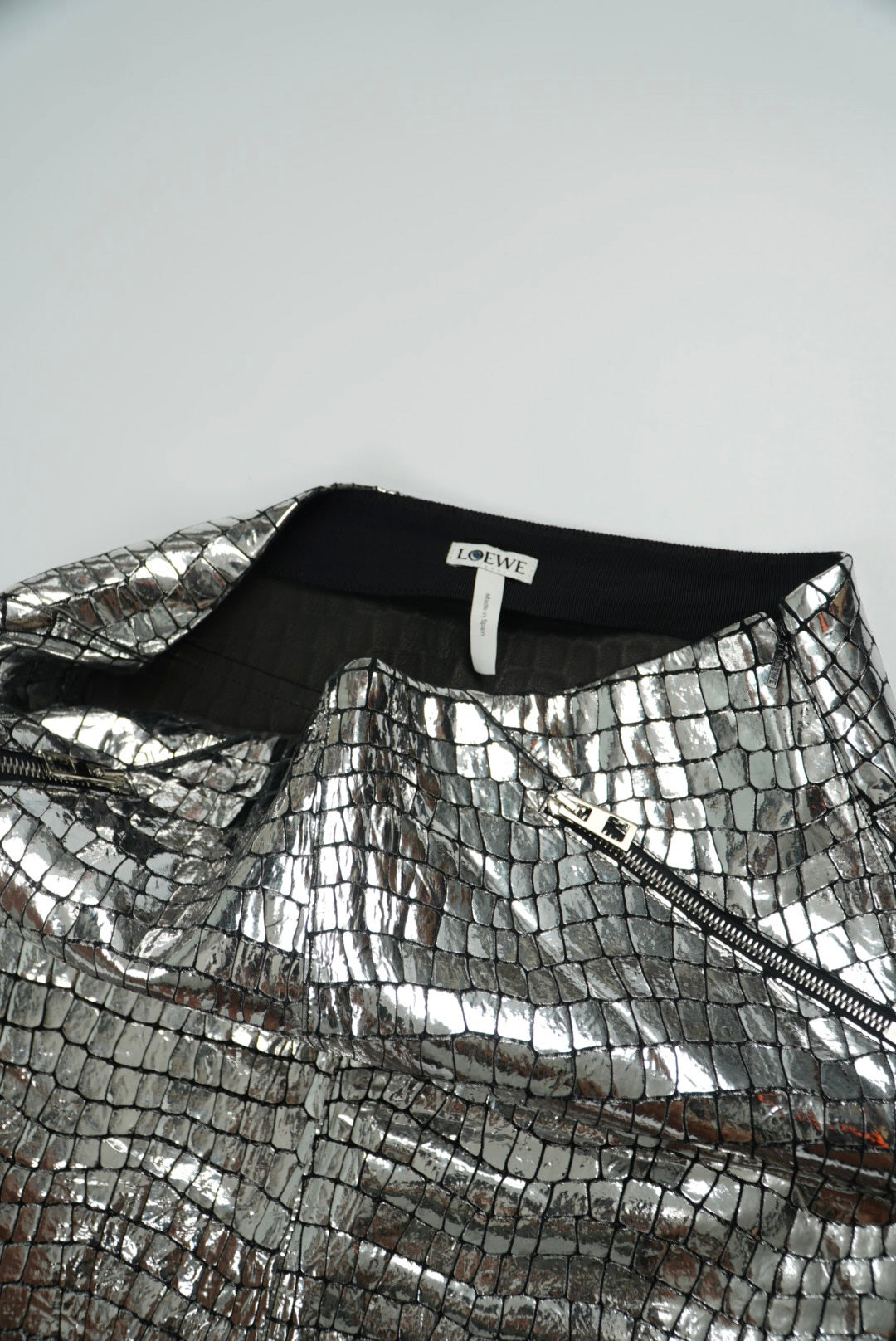 Loewe Silver Croc Skirt