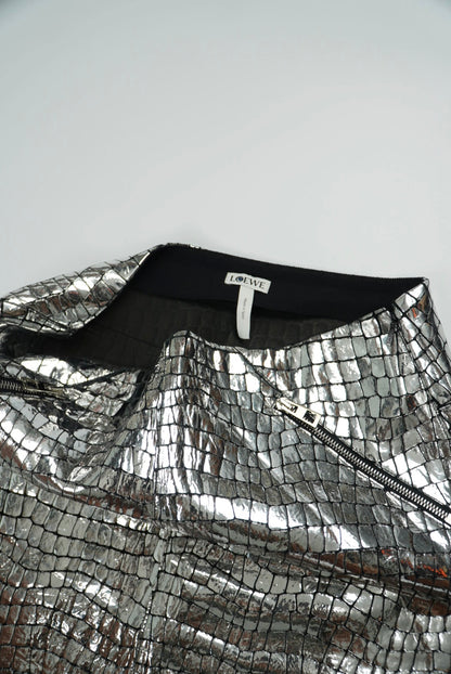 Loewe Silver Croc Skirt
