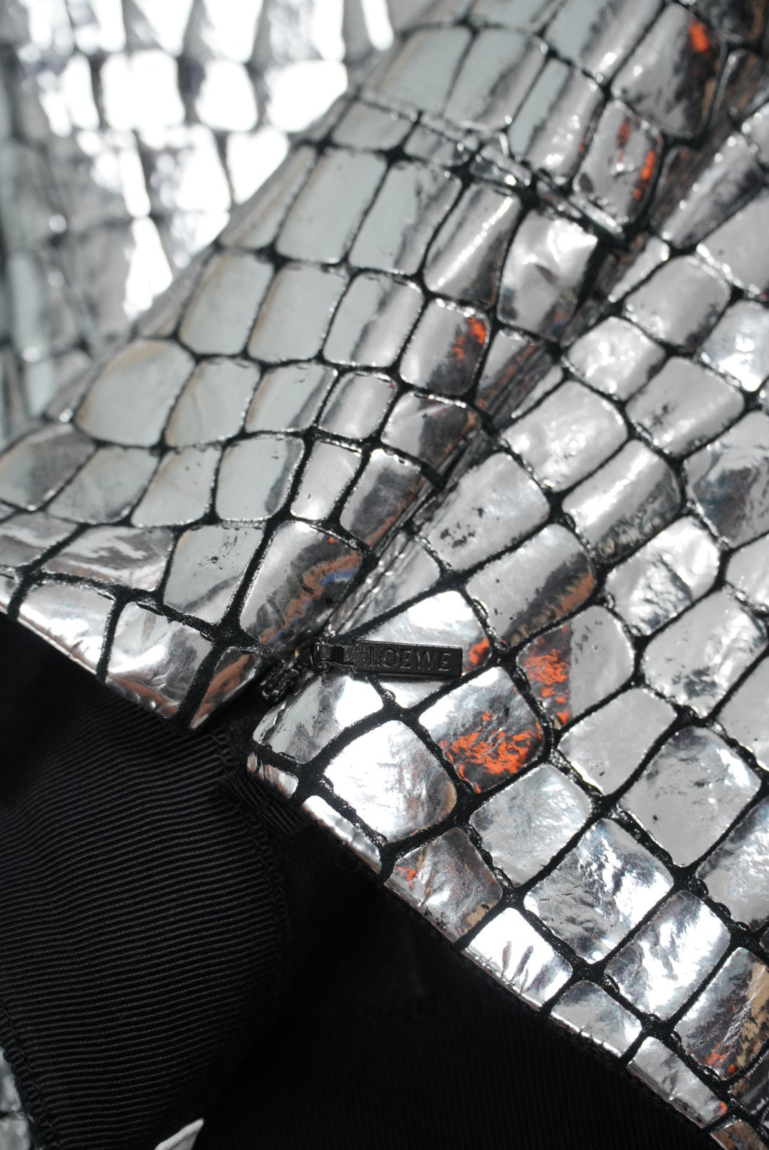 Loewe Silver Croc Skirt