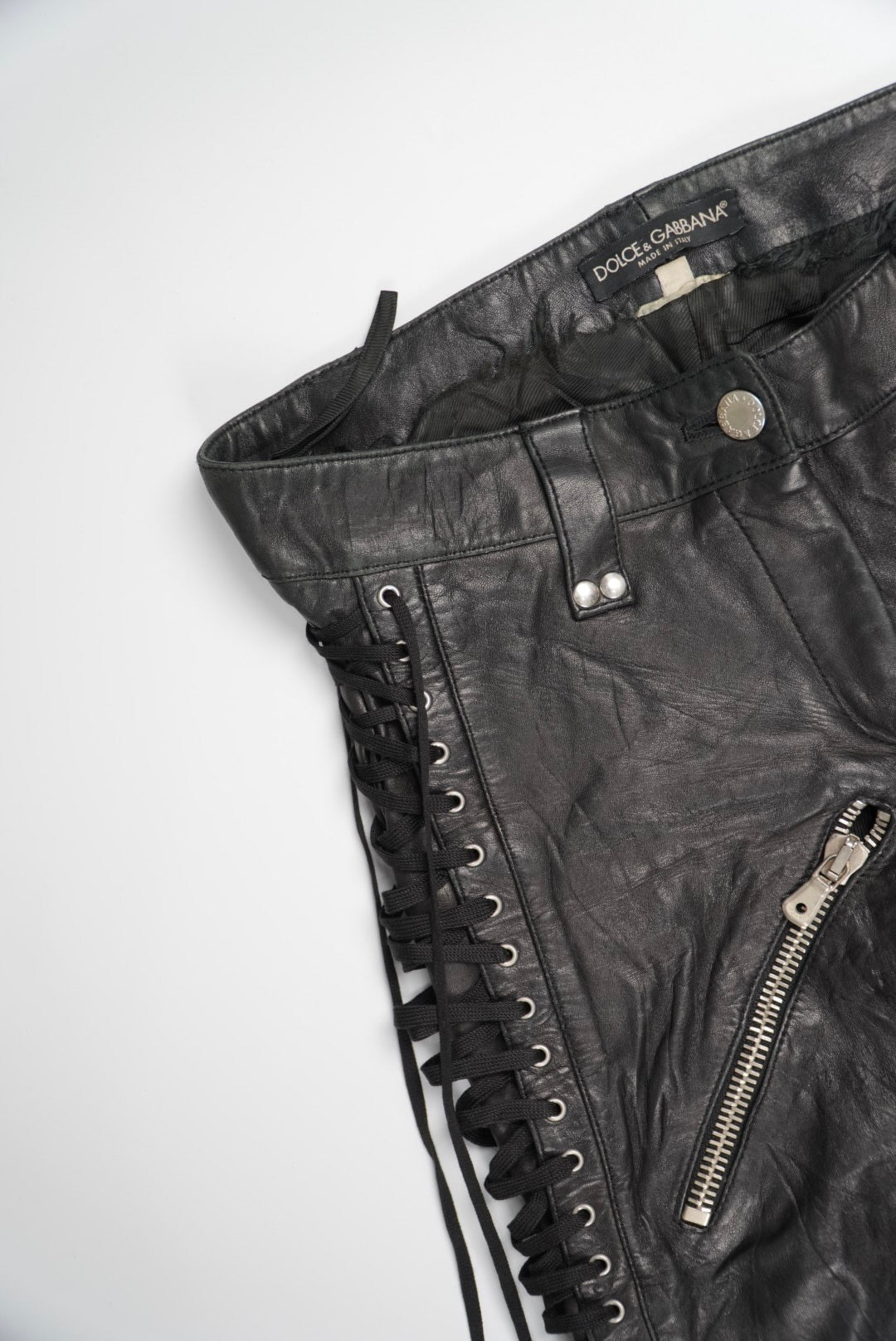 Dolce & Gabbana Archive Bondage Lace-Up Leather Pants
