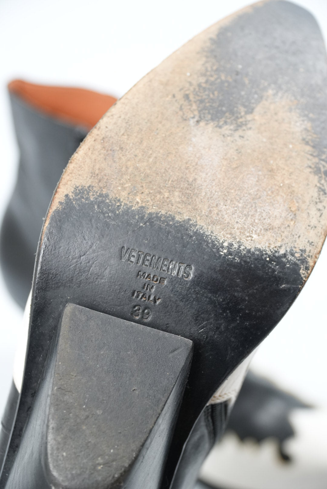 Vetements Black/White Flame Wedge Leather Texan Ankle Boots