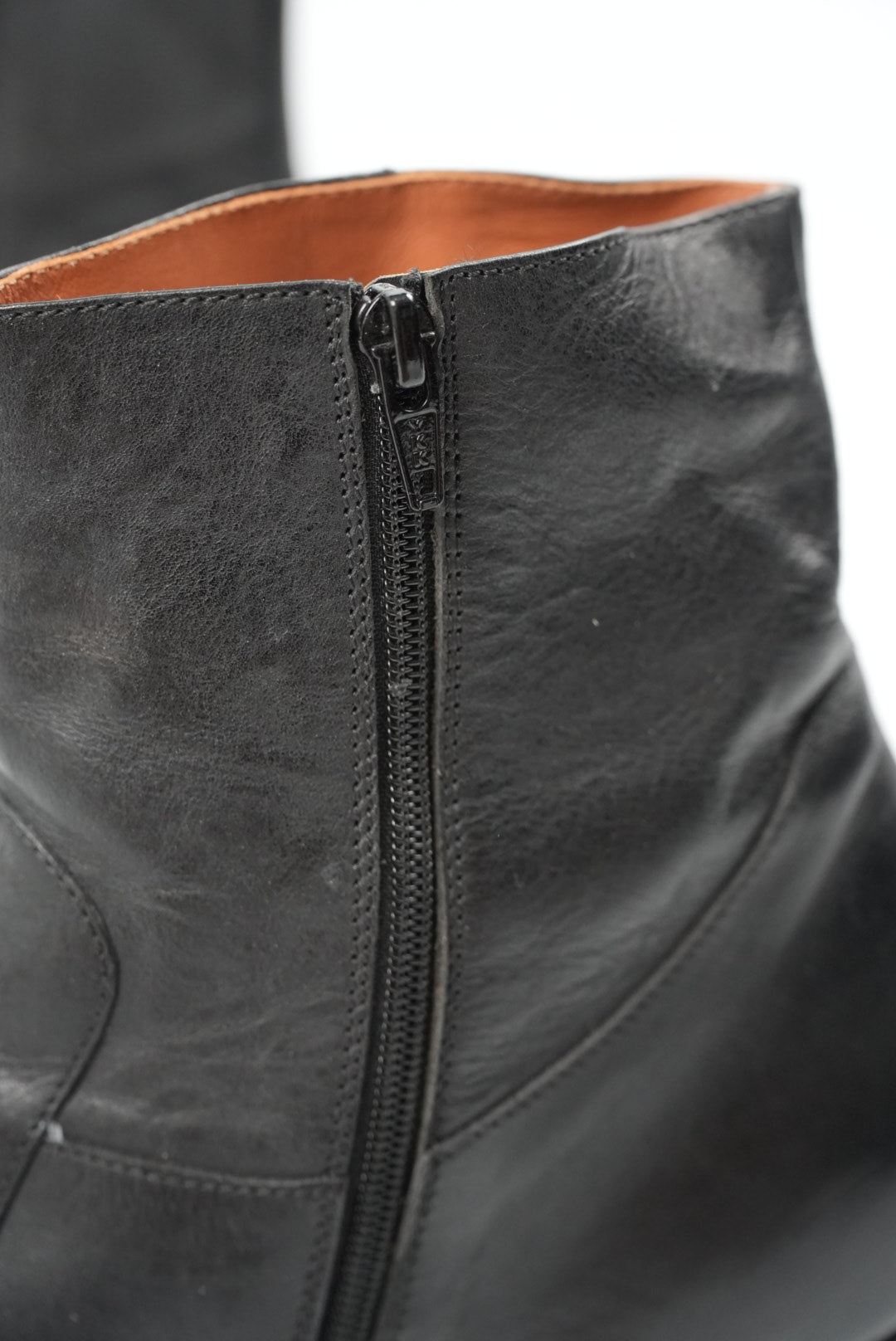 Vetements Black/White Flame Wedge Leather Texan Ankle Boots