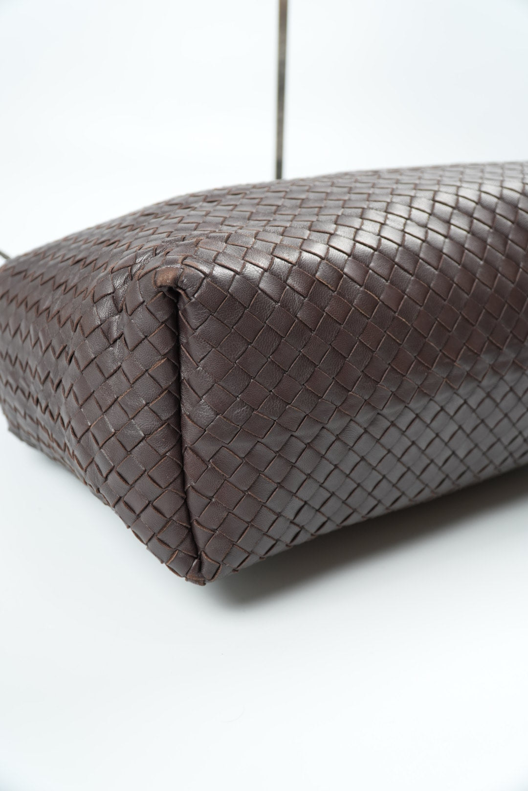 Bottega Veneta Garda Intrecciato Leather Dark Brown Tote Bag