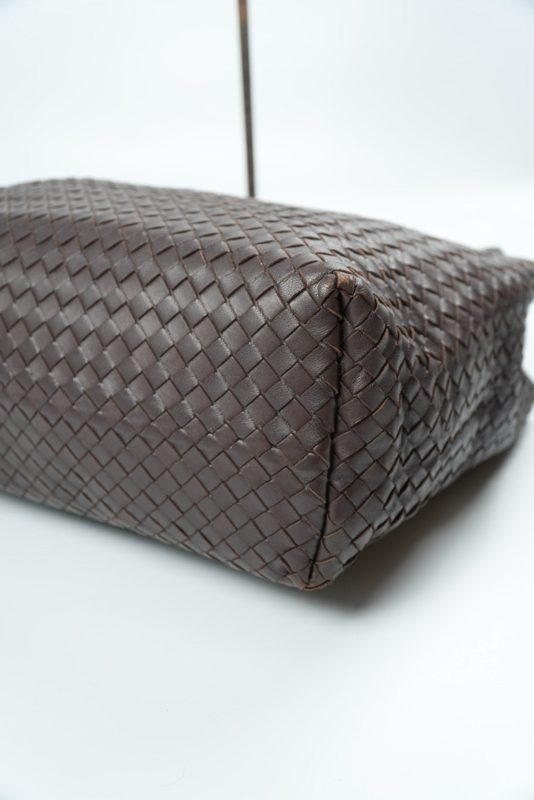 Bottega Veneta Garda Intrecciato Leather Dark Brown Tote Bag