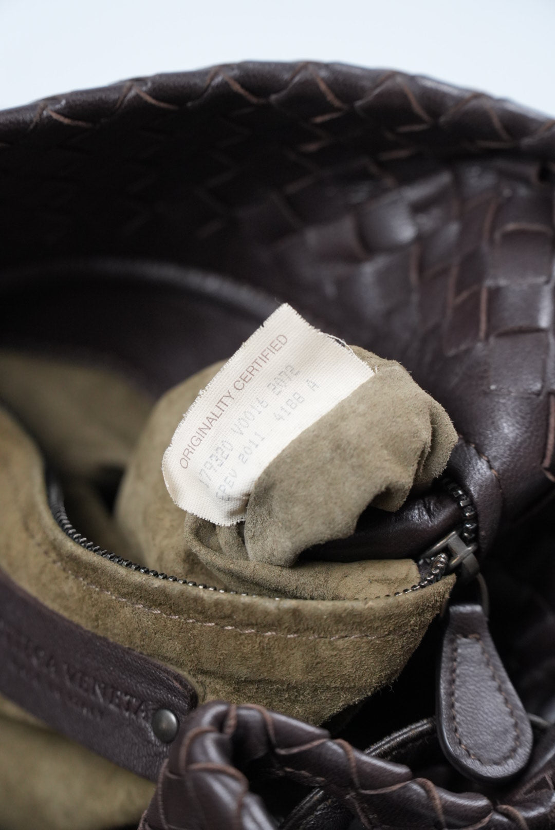 Bottega Veneta Garda Intrecciato Leather Dark Brown Tote Bag