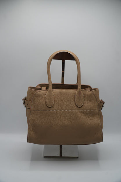 The Row Soft Margaux 10 Top-Handle Bag in Beige Calf Leather