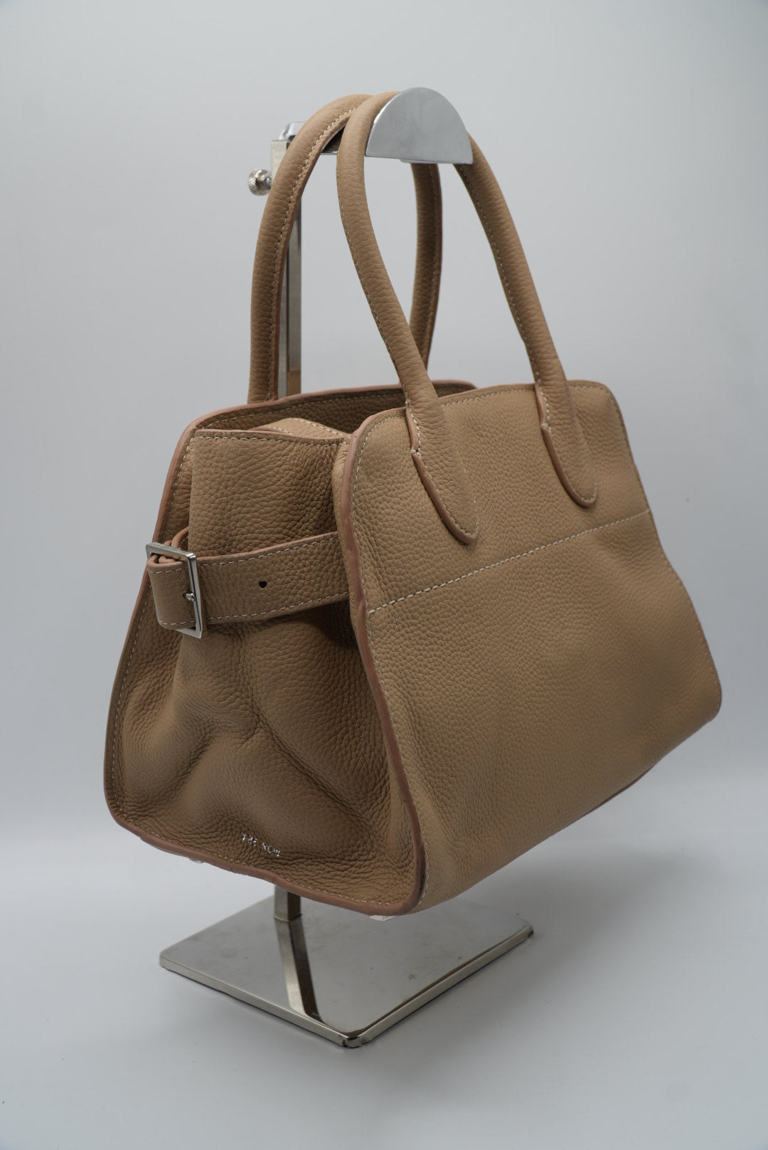 The Row Soft Margaux 10 Top-Handle Bag in Beige Calf Leather