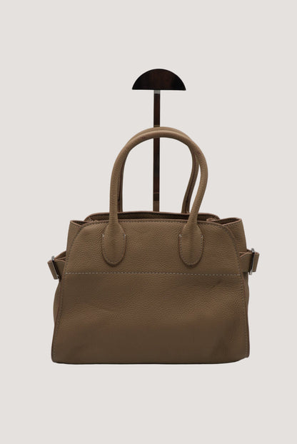 The Row Soft Margaux 10 Top-Handle Bag in Beige Calf Leather