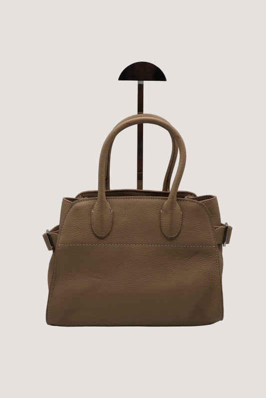 The Row Soft Margaux 10 Top-Handle Bag in Beige Calf Leather